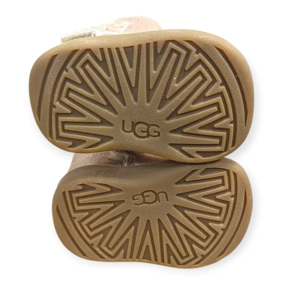 UGG Keelan‎ Metallic Glitter Infant Boots Rose Gold Pink Size 0/1 w/ Box